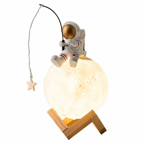 Dekoracja astronauta z żywicy i drewna, 13 × 13 × 28 cm