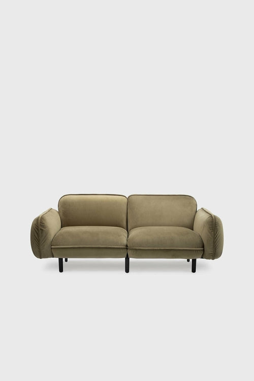 Bean modular sofa in velour with wooden legs
