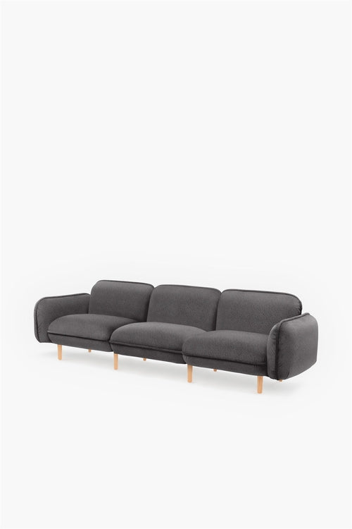 Bean modular sofa in velour with wooden legs