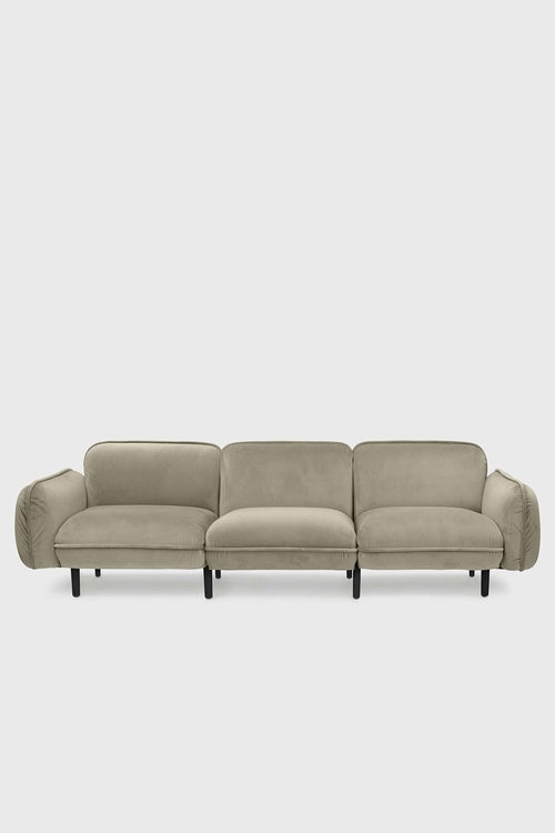 Bean modular sofa in velour with wooden legs