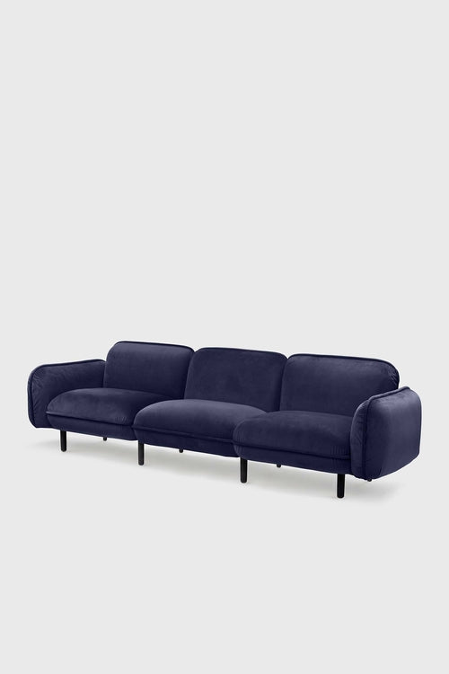 Bean modular sofa in velour with wooden legs