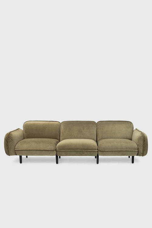 Bean modular sofa in velour with wooden legs