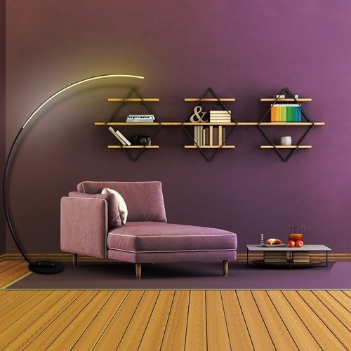 Lampa podłogowa LED RGBW Curve z pilotem, 21 W