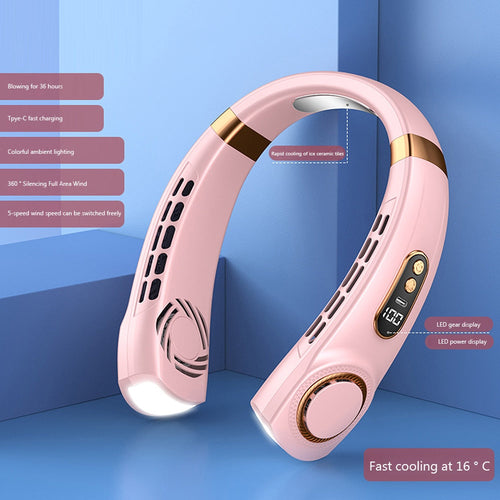 Portable LED Neck Fan, 5 Speeds