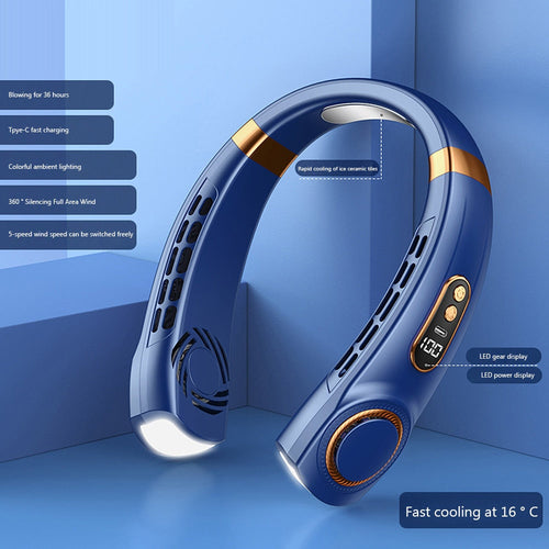 Portable LED Neck Fan, 5 Speeds