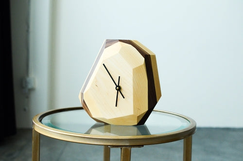 Geometric wooden wall and table clock