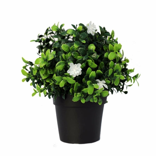 Sztuczny kwitnący bukszpan w doniczce, odporny na UV, 20 cm