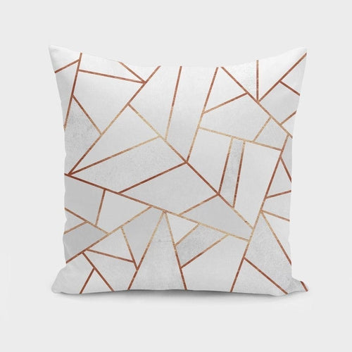 Decorative pillowcase "White stone and copper lines"