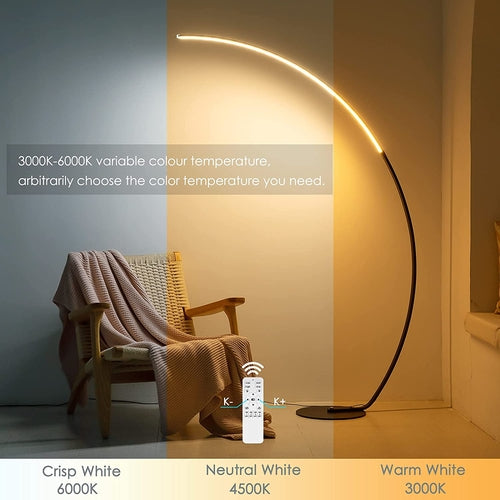 Lampa podłogowa LED RGBW Curve z pilotem, 21 W