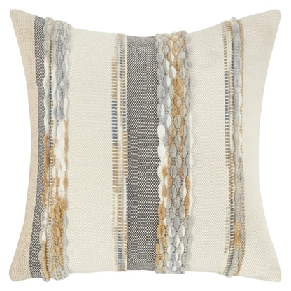 Boho striped decorative cushion cover, chenille, 45 × 45 cm