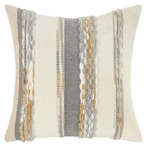 Boho striped decorative cushion cover, chenille, 45 × 45 cm