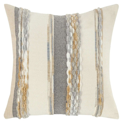 Boho striped decorative cushion cover, chenille, 45 × 45 cm