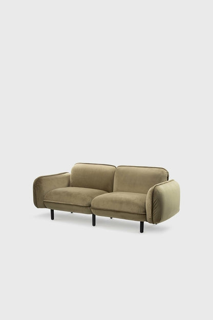 Bean modular sofa in velour with wooden legs