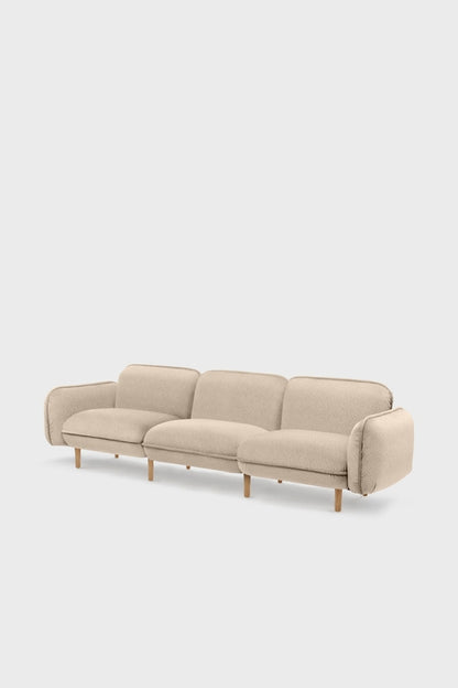Bean modular sofa in velour with wooden legs