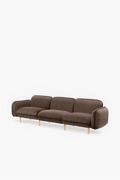 Bean modular sofa in velour with wooden legs