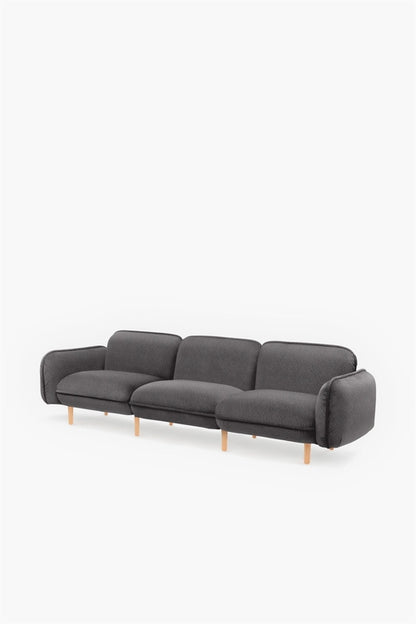 Bean modular sofa in velour with wooden legs