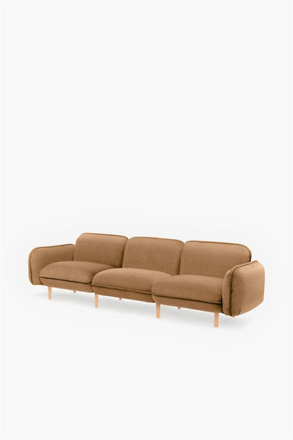 Bean modular sofa in velour with wooden legs