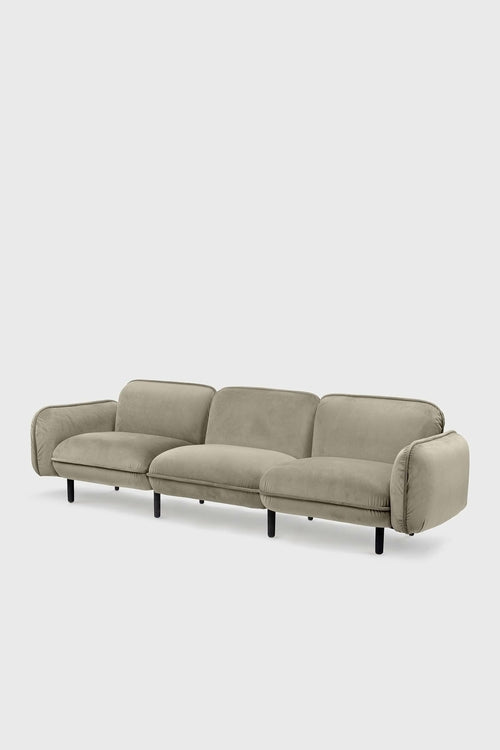Bean modular sofa in velour with wooden legs