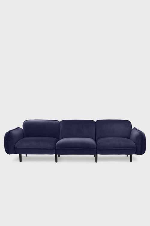 Bean modular sofa in velour with wooden legs
