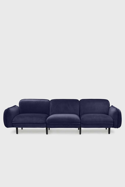 Bean modular sofa in velour with wooden legs