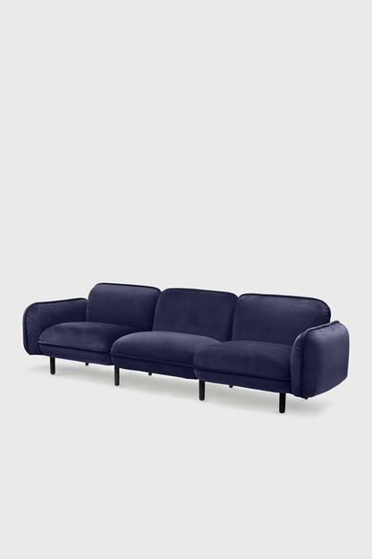 Bean modular sofa in velour with wooden legs