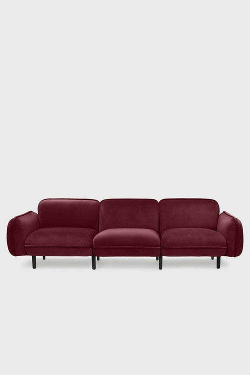 Bean modular sofa in velour with wooden legs