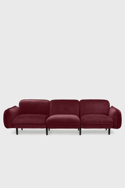 Bean modular sofa in velour with wooden legs