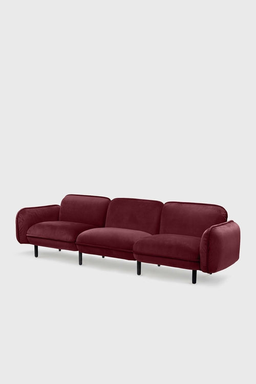Bean modular sofa in velour with wooden legs