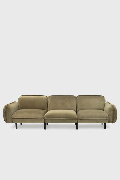 Bean modular sofa in velour with wooden legs