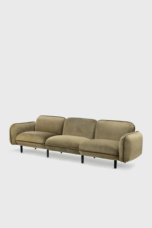 Bean modular sofa in velour with wooden legs