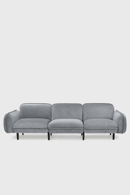 Bean modular sofa in velour with wooden legs