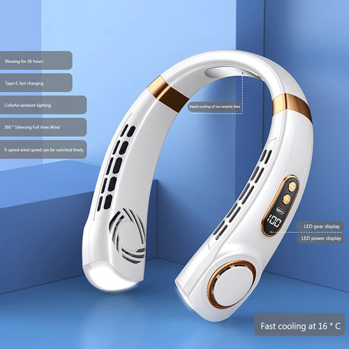 Portable LED Neck Fan, 5 Speeds