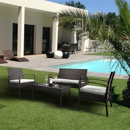 4-piece faux rattan garden furniture set