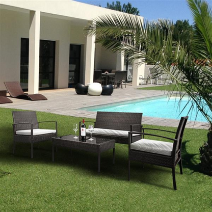 4-piece faux rattan garden furniture set