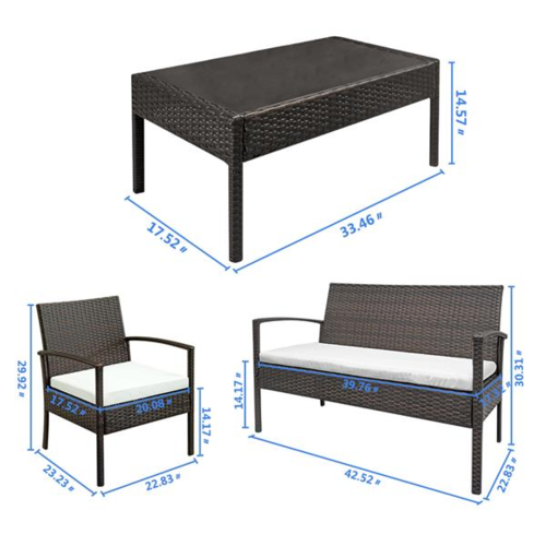 4-piece faux rattan garden furniture set