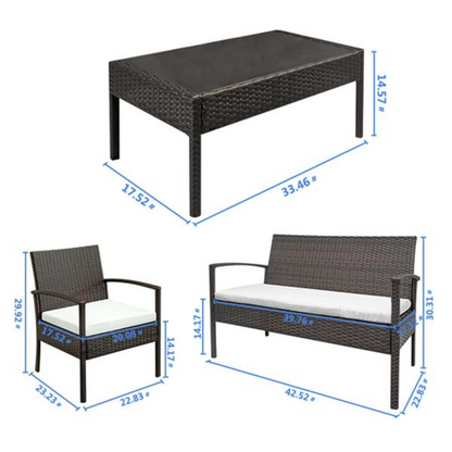 4-piece faux rattan garden furniture set