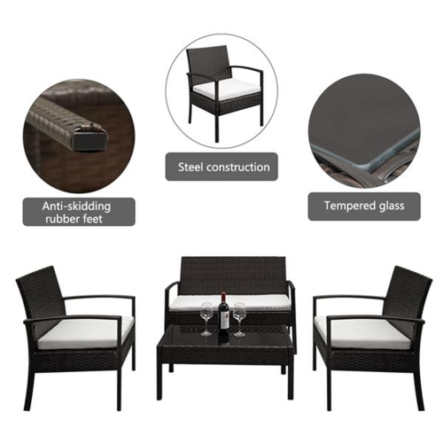 4-piece faux rattan garden furniture set