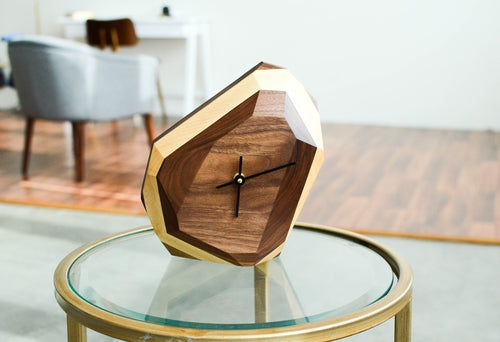 Geometric wooden wall and table clock