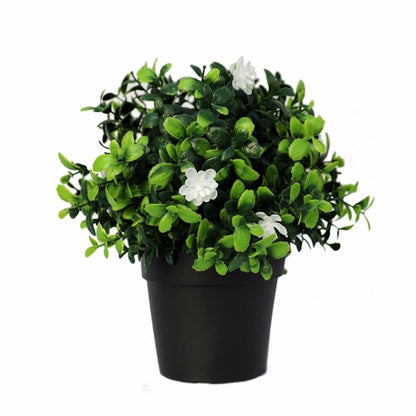 Sztuczny kwitnący bukszpan w doniczce, odporny na UV, 20 cm